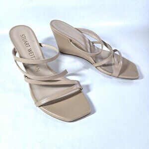 NWT Stuart Weitzman Adobe Leather Strappy Wedge Heel Sandals Size 8.5